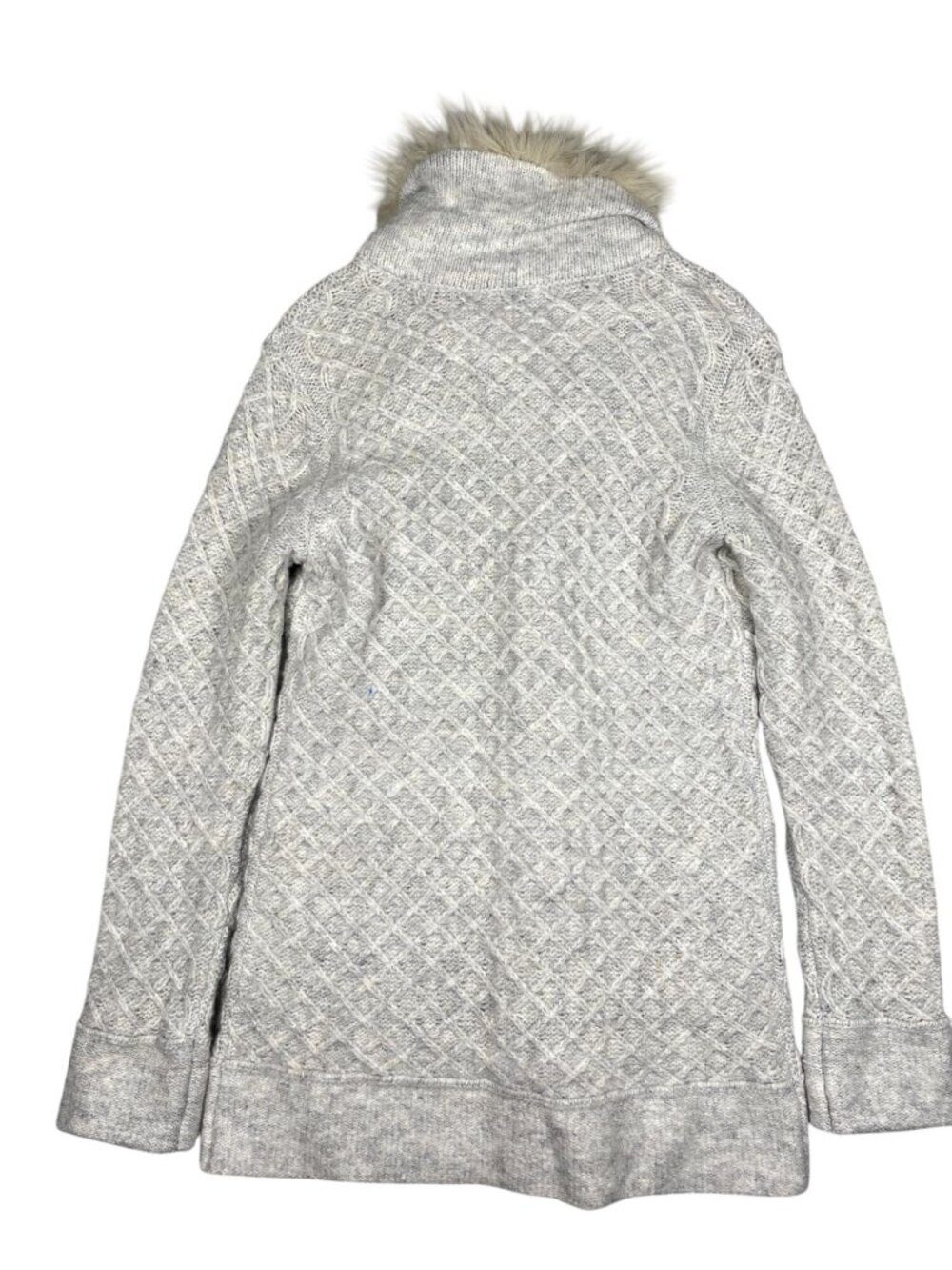 Coldwater Creek Womens Faux Fur Collar Knit Cardigan XS Gray Acrylic Blend - Picture 3 of 8